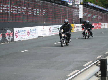 The Hairy Bikers complete a TT circuit lap (Department of Tourism and Leisure, Isle of Man Government)